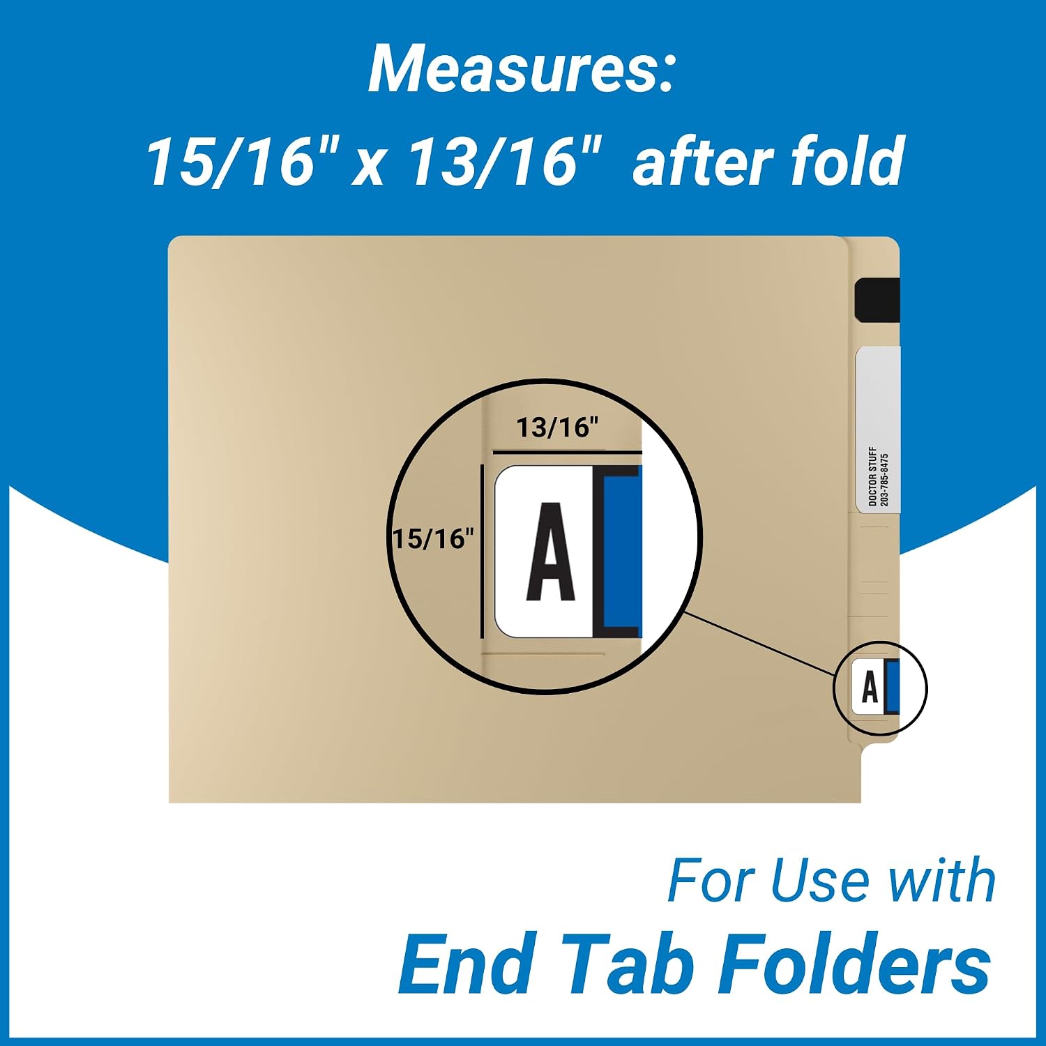 Doctor Stuff - File Folder Labels, Alphabet Letter A, Jeter 2800 - JEAM Series Compatible Alpha Stickers, Dark Blue, 15/16" x 1-5/8", 500/Roll