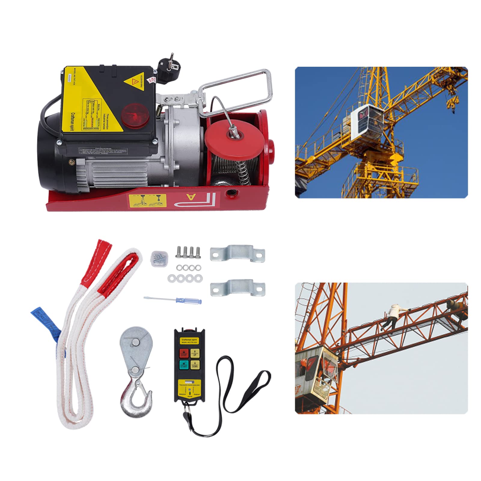 Paranco elettrico a catena, 200 kg, con telecomando senza fili e cinghie, verricello elettrico da 110 V, per sollevamento in fabbriche, magazzini, cantieri, puleggia con telecomando elettrico