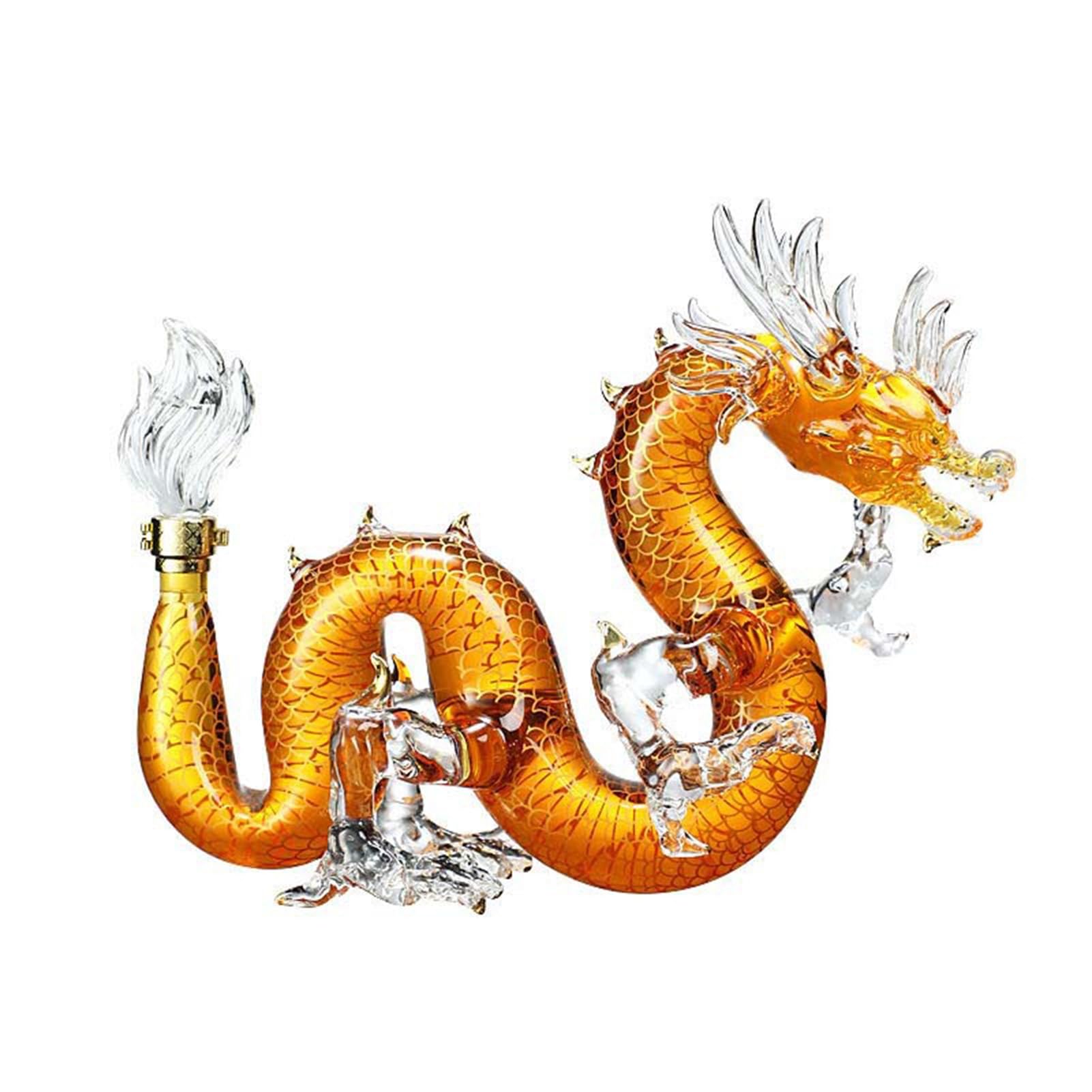 YUZDNM Art Statue - Chinese Zodiac Decanter, Oriental Dragon Lead-free Glass Whisky Bottle 1000ml, Handmade, Festival Table Decoration, Wine Tequila Gift, Personalized Animal Wine Bottle