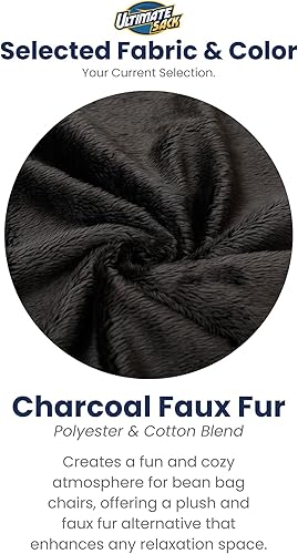Miniatura 4 de ULTIMATE SACK 5000 Silla de Puf de 5 Pies con Reposapiés, Funda de Piel de Carbón  Sillón de Espuma Extragrande, Asiento de Piso, Sofá Pequeño o