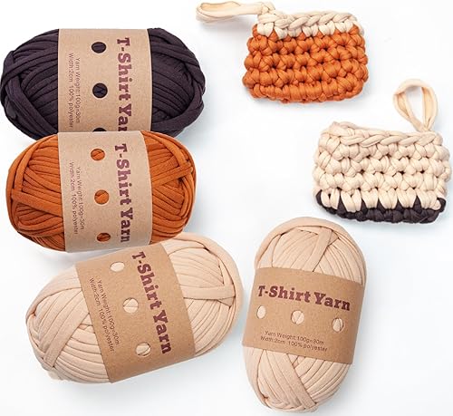 Miniatura 6 de Crochet Yarn 6Pcs Thick Knitting Yarn Set 33 Yards T-Shirt Yarn 100g Elastic Chunky Yarn for Bags Throw Blanket Crochet Carpets Home DecorRolls