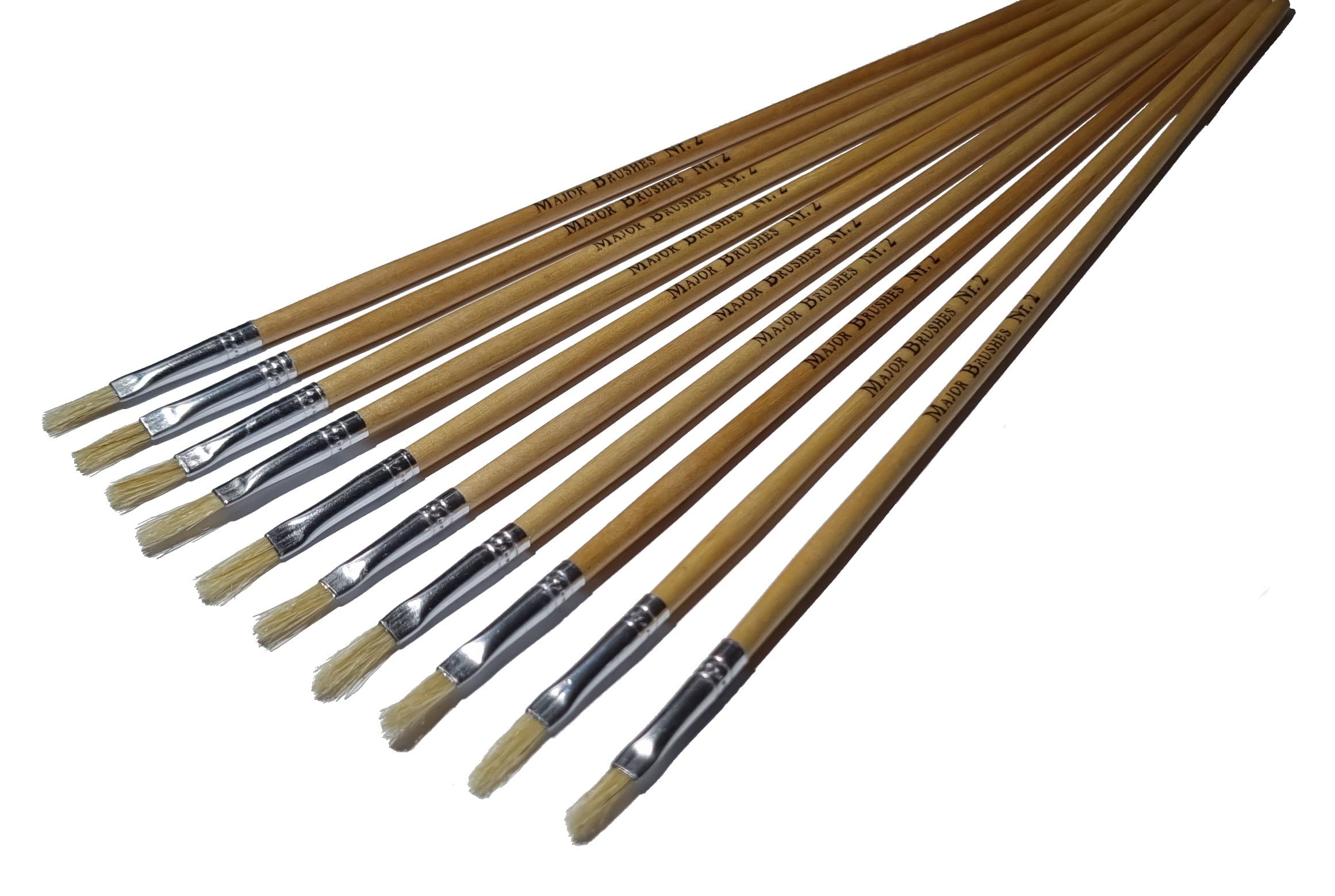 Major Brushes Hog Bristle Filbert Brushes Size 2 - Pack Of 10