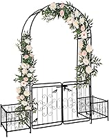 Vista 15 de Outvita - Arco de jardín de 7 pies con puerta de entrada, enrejado de metal resistente, marco decorativo con estacas de tierra para ceremonia