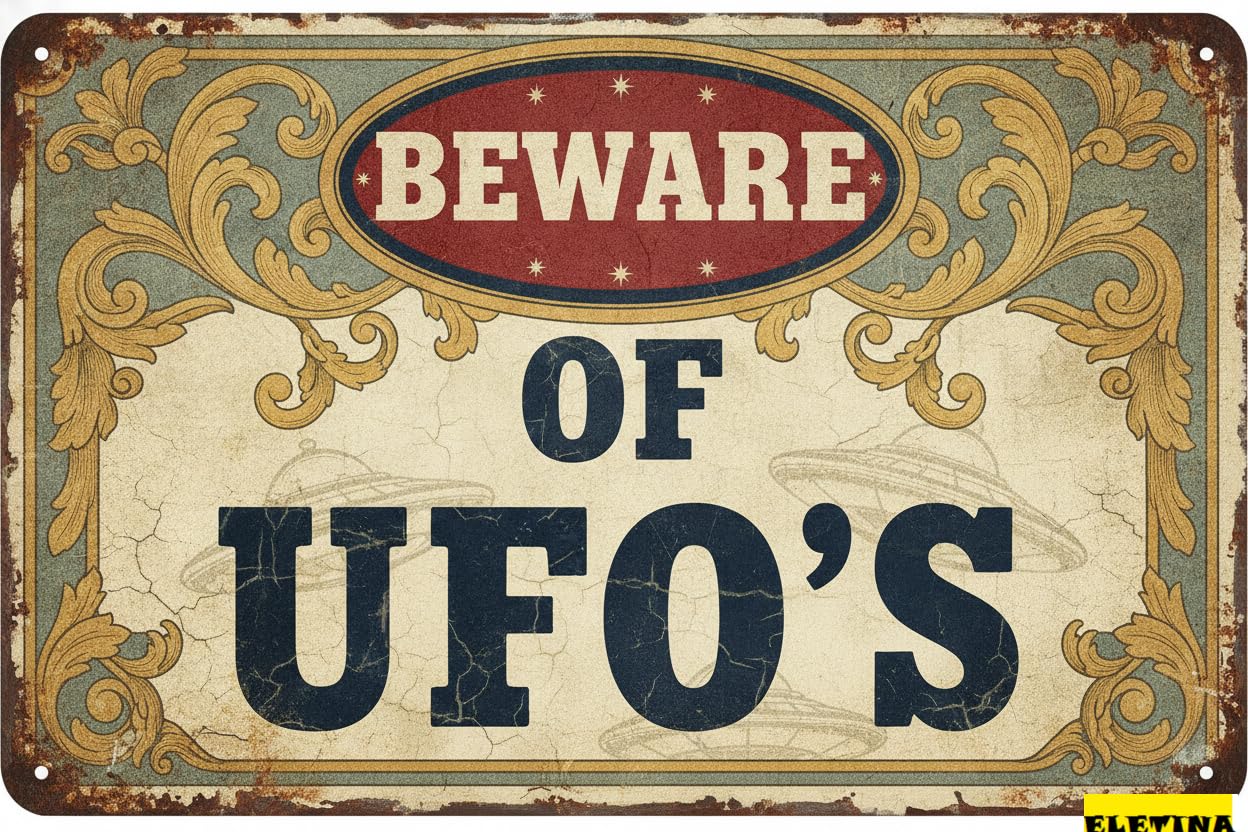 Personalized Sign for Man Cave New Metal Aluminum Beware Of Ufos Decorative Outdoor & Indoor 8x12 Inch Private Property
