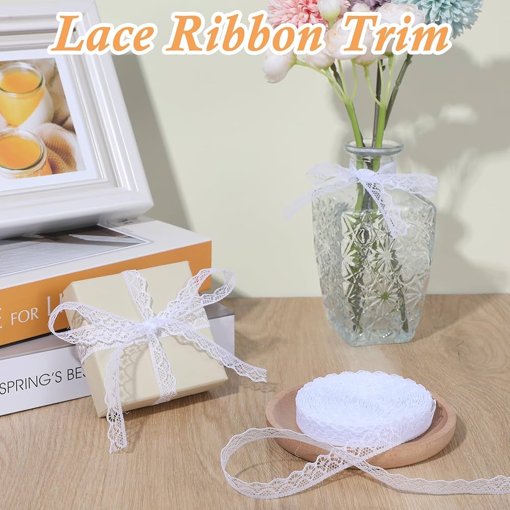 Rotolo Di Pizzo 10 Yards Bianco Per Decorazioni - Fai Da Te, Matrimoni E Artigianato | Tessuto Elastico