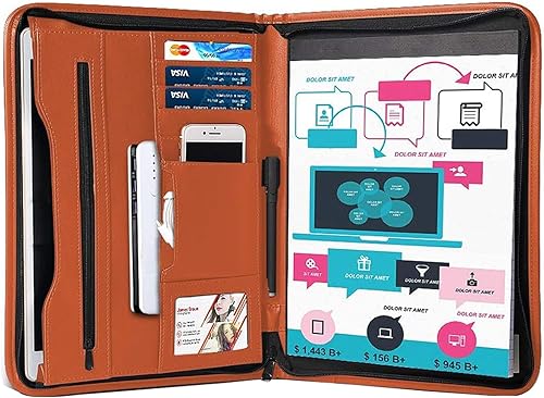 Miniatura 2 de Coupount Padfolio - Carpeta de archivos A4 para entrevistas de conferencias, organizador de documentos, 8 x 11 pulgadas, bloc de escritura incluido,