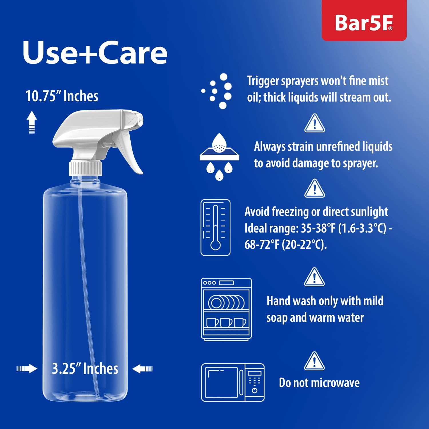 Bar5F Plastic Spray Bottles with Mixor Trigger, 32 oz, Pack of 3 photo 6