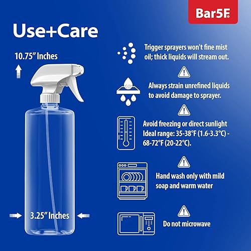 Miniatura 6 de Bar5F Botellas de plástico con disparador mezclador, 32 onzas, profesionales, a prueba de fugas, vacías, ajustables a un potente rociador,