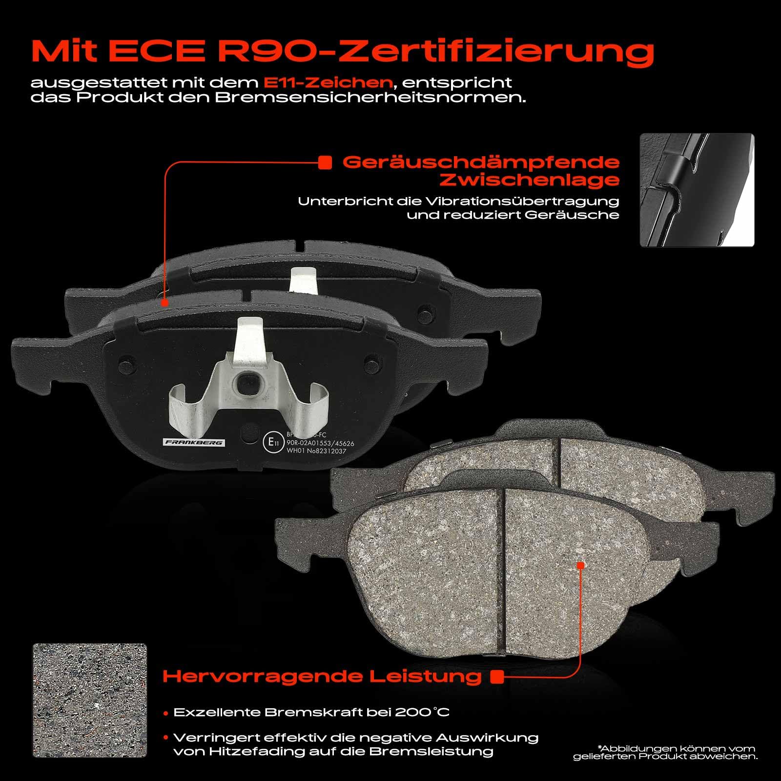 Frankberg Bremsensatz inkl. 2x Bremsscheiben + 4x Bremsbeläge Vorne Kompatibel mit C-Max DM2 Focus DM2 Focus II Turnier DA DS FFS DA DP HCP Replace# AV611125BB