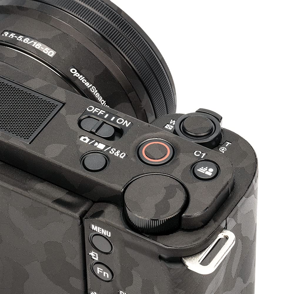 KIWIFOTOS Adesivo protettivo antigraffio per fotocamera mirrorless Sony ZV-E10 con kit di obiettivi da 16-50 mm, pellicola protettiva antiscivolo (motivo mimetico)