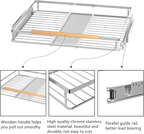 Miniatura 5 de Cajón extraíble expandible, estantes de despensa deslizables, organizador de gabinete para el hogar, cocina, armario debajo del fregadero, cromado