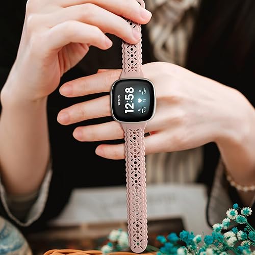 Miniatura 9 de Dirrelo Correa de encaje compatible con Fitbit Versa 3 bandasFitbit SenseFitbit Versa 4 bandas para mujerFitbit Sense 2 bandas, correa deportiva