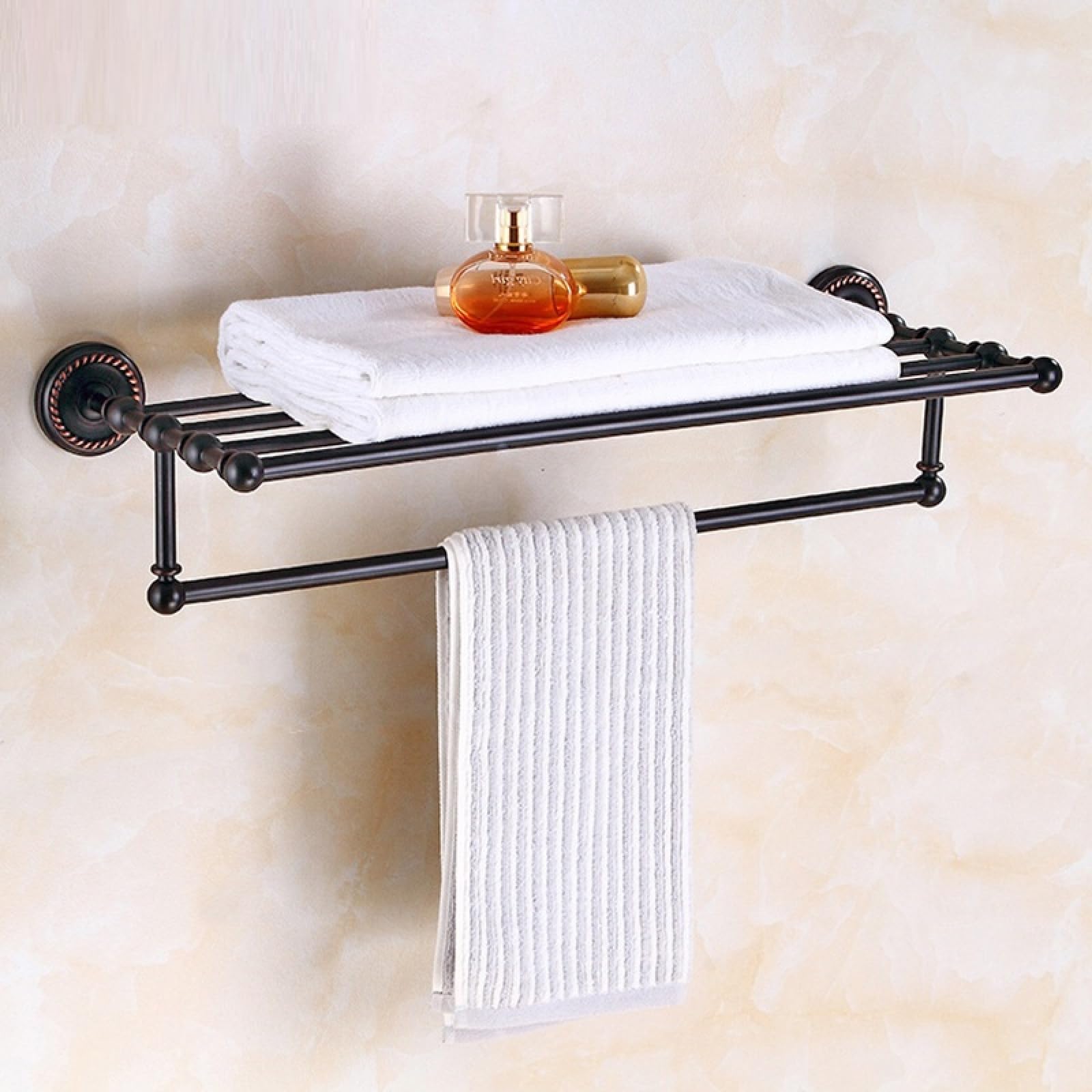Black Antique Brass Mahua Bathroom Hangers, Bath Towel Rack