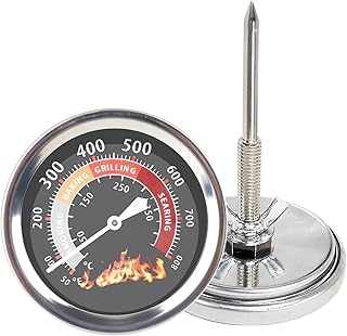 2.64 inch Charcoal Grill Smoker Temperature Gauge, BBQ Thermometer for Grill, Replacement for Smoker Wood Charcoal Thermometer, Heat Indicator for BBQ Accessories