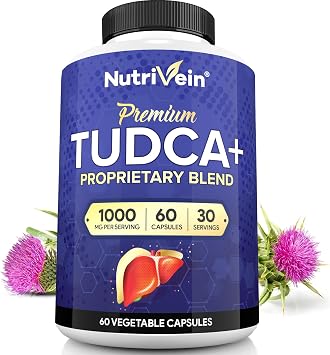 Nutrivein Premium TUDCA+ Liver Support Supplement 1000mg - 30 Day Supply 60 Caps TUDCA Supplement Bile Salts for Liver Wellness