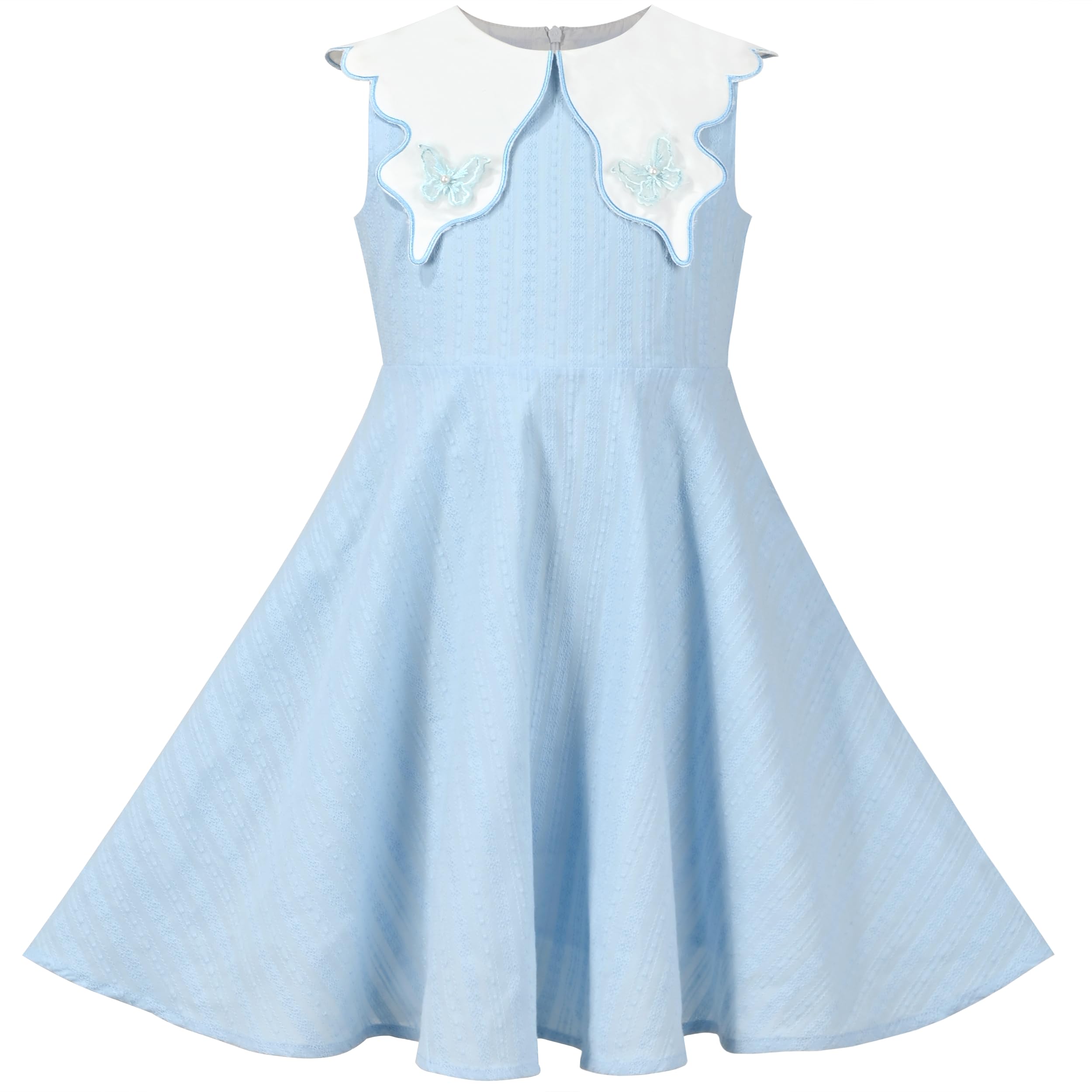 Sunny Fashion Vestido para niña Uniforme Escolar Azul Tira Estampado de Mariposa Guingán 4-10 años