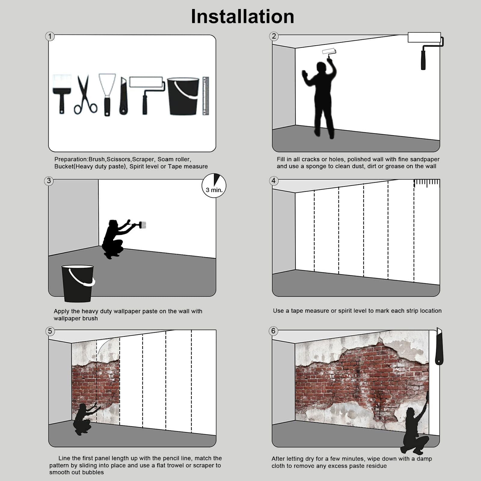 Carta Da Parati Effetto 3D industriale retrò 300x210cm|Fotomurali seta, Texture della parete Decorazione Poster Arte Murale Moderna per Casa Ufficio Camera Da Letto Soggiorno Rosso mattone
