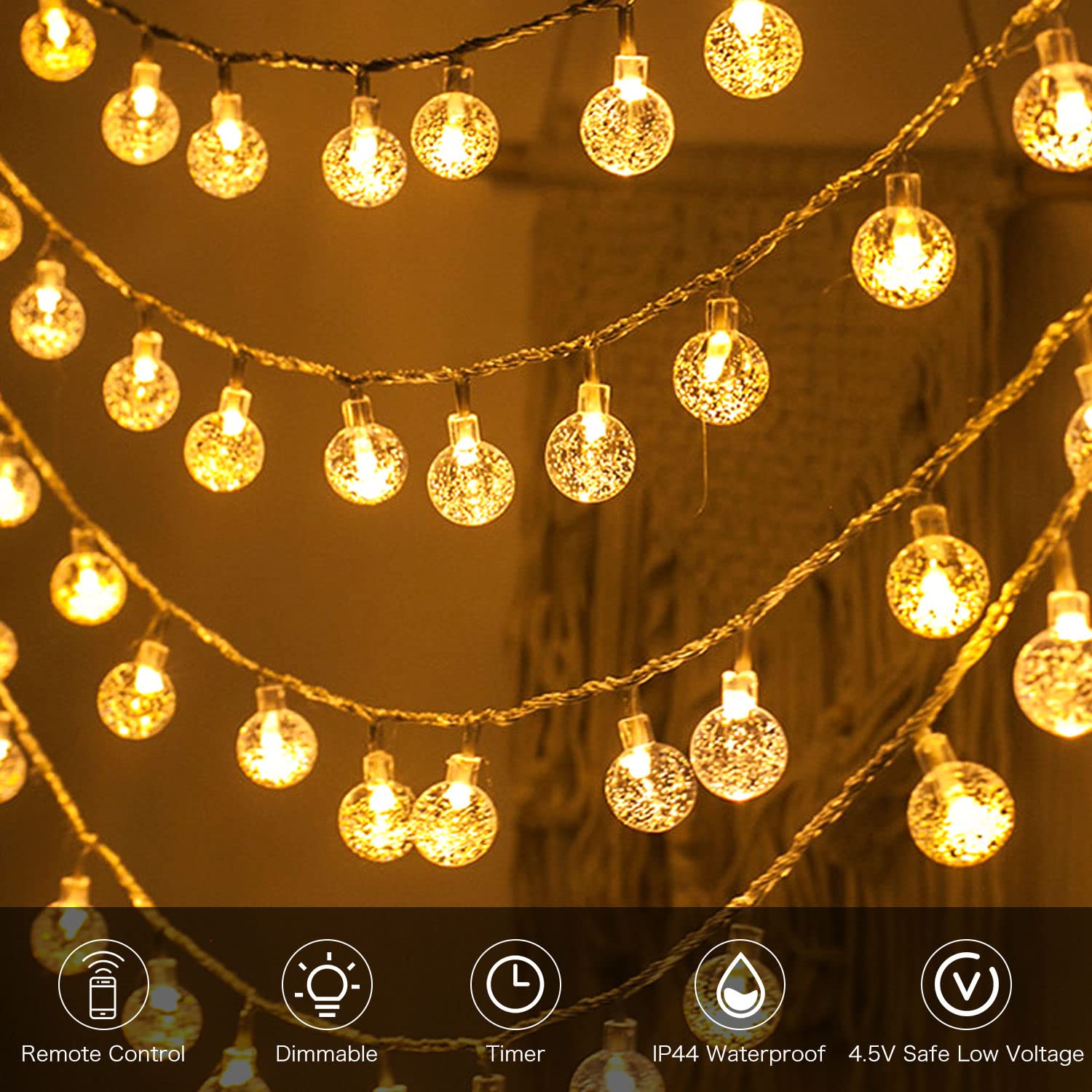 Guirnalda De Luces Con Pilas, 3 Piezas De 1 Metro - 10 Luces LED, Parpadeante, Para Decoración De Halloween, Navidad O Dormitorio