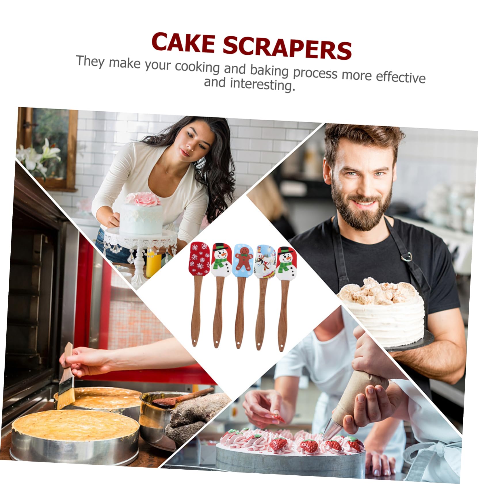 MAGICLULU 3 Sätze Silikon Sahne Spatel Backspatel Kuchenspatel Backzubehör Plätzchen Dekorations Backwerkzeug Set Ofenmatte Praktischer Backpinsel Haushalts Backwerkzeug 5 Stück * 3