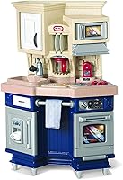 Little Tikes Super Chef Kitchen Playset Blue & Cream - Modern Toy Kitchen with Sounds, Accessories & Storage for Kids 3-10