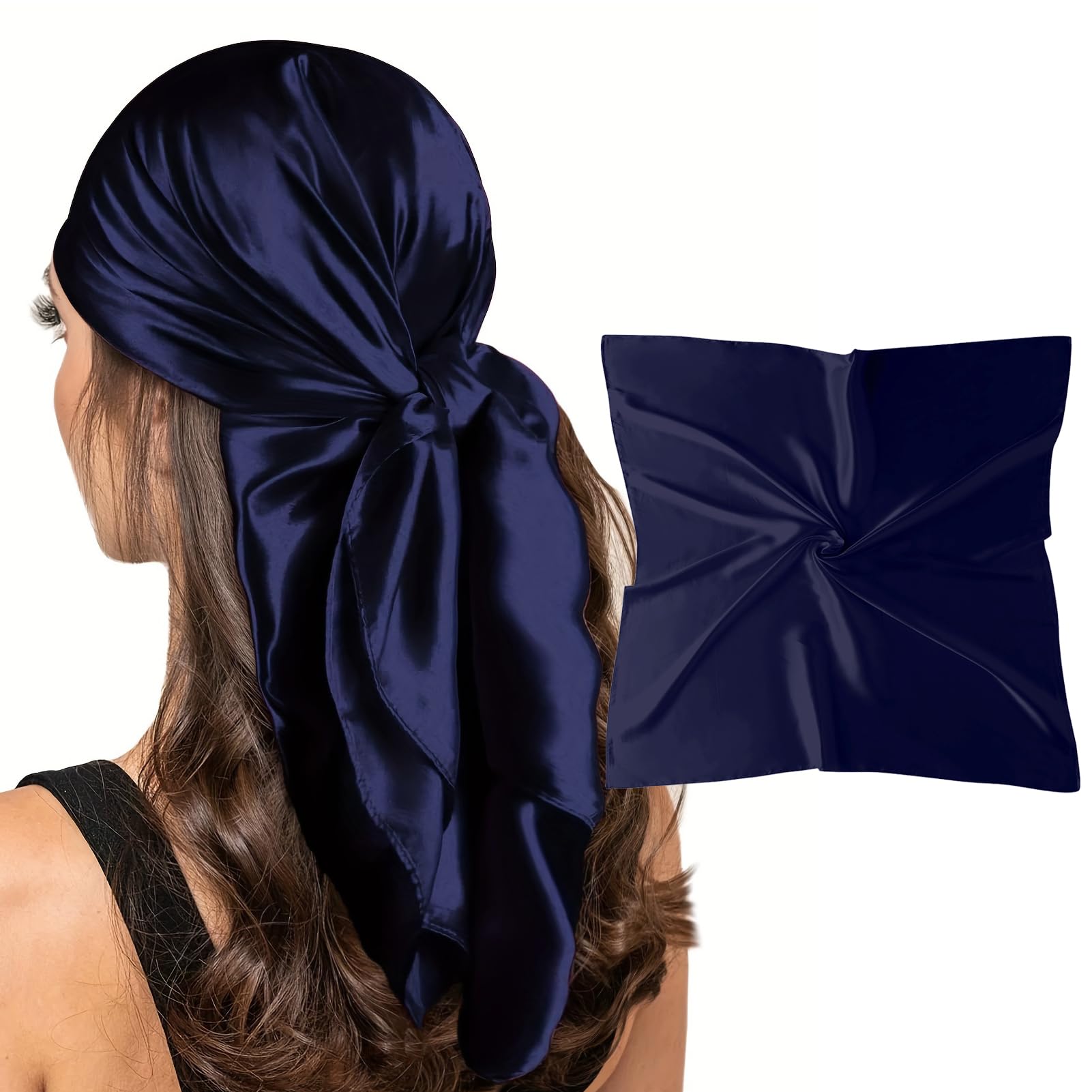 35" Square Silk Like Head Scarf - Women's Fashion Silk Feeling Scarf for Hair Wrapping and Sleeping at Night.