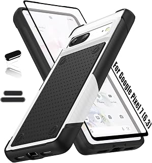Capa resistente para Google Pixel 7 de 6,3 polegadas, 4 cantos com airbags [proteção contra quedas de 3,6 m], antiderrapante texturizada com suporte amortecedor, carregamento sem fio, capa