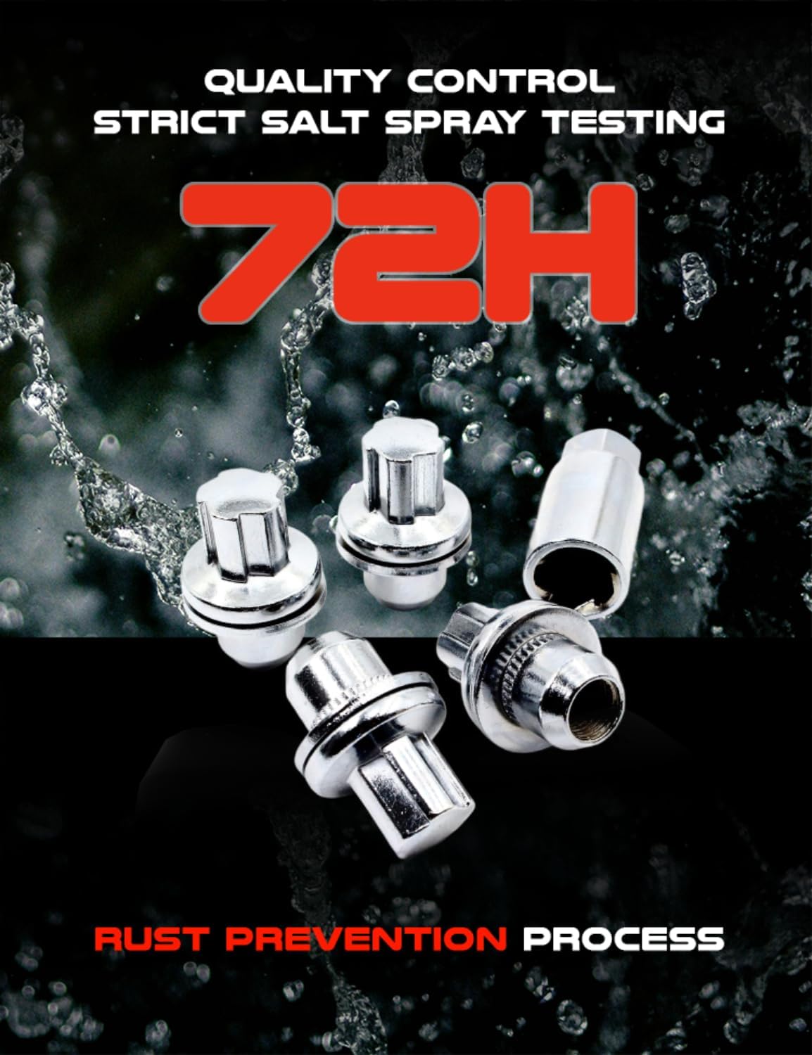 Set of 4 Veritek 14x1.5mm 1.85 Inch Length 0.90 Inch Shank 19mm Key Hex OEM Chrome Mag Seat Security Wheel Locks for Land Rover Range Rover Discovery LR3 LR4 HSE Sport Factory Wheels