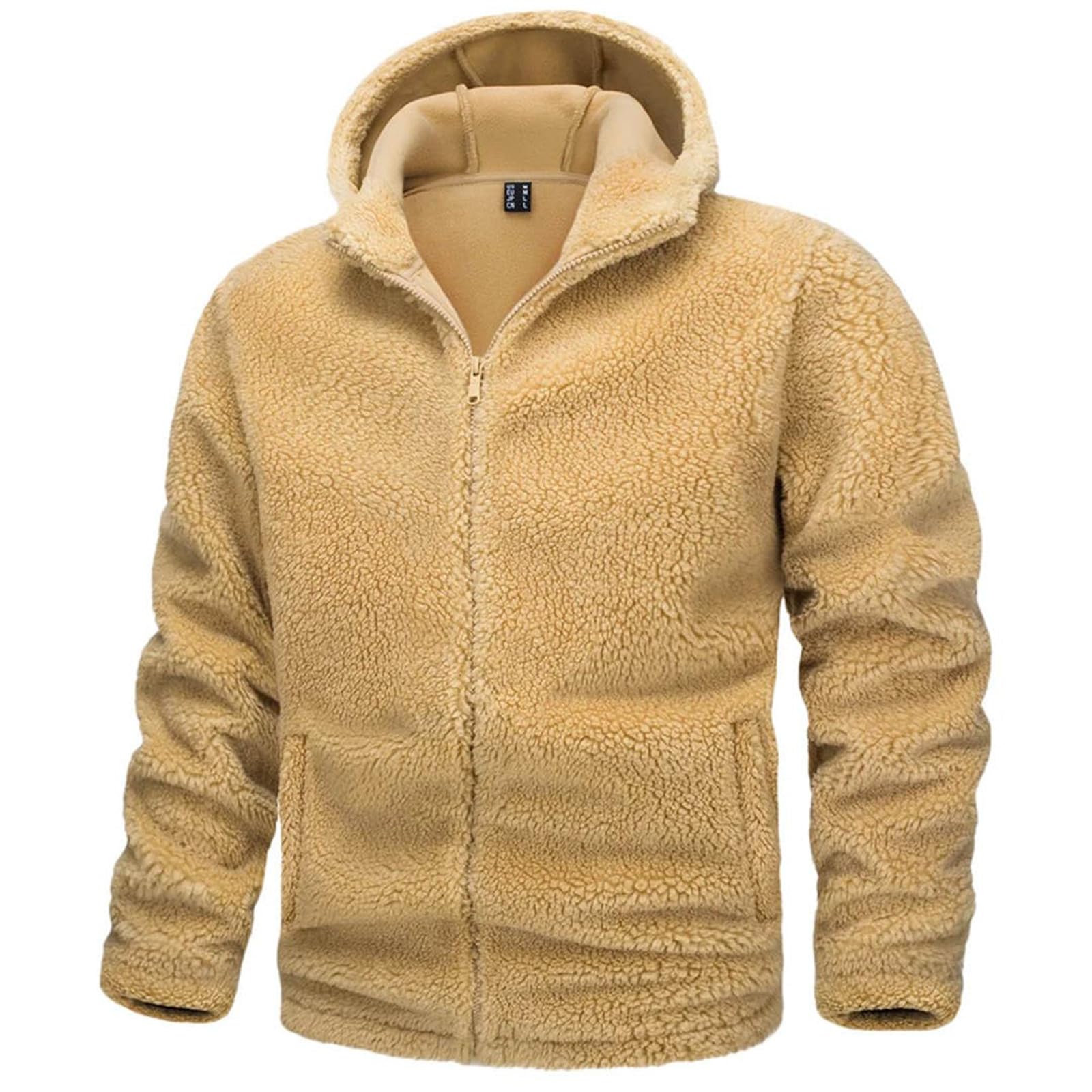 Generisch Winterjacke Herren Mit Warme Gefüttert Fleecejacke Mit Stehkragen | Teddy Jacke Herren Teddyfutter Flauschig Einfarbig Freizeitjake Mit Reissverschluss Dicke Thermo Mantel Männer Outdoorjake