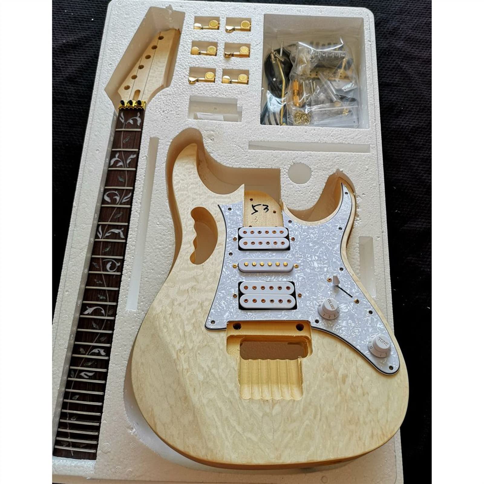 Kit d'assemblage de guitare électrique Corps En Tilleul Touche En Palissandre Manche En Érable Débutant Guitare Électrique Kit De Bricolage Ensemble Corps de Guitare Inachevé