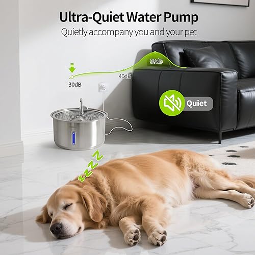 Miniatura 6 de Fuente de agua grande para perros, dispensador automático de agua de acero inoxidable de 11 litros2.8 galones con 15 filtros de repuesto, 2 bombas