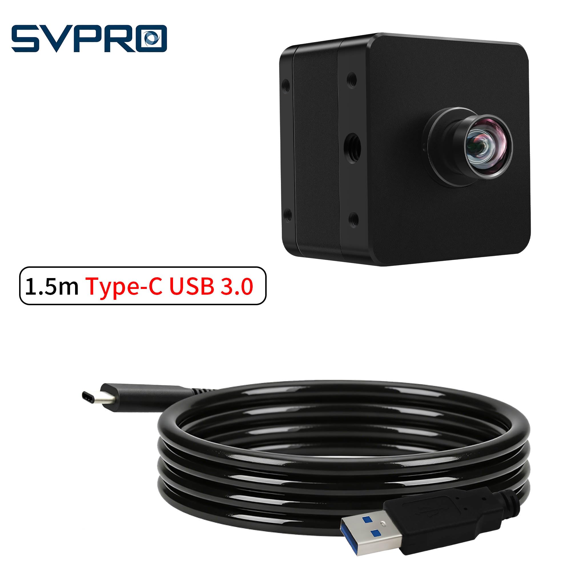 Svpro USB3.0-Kamera, 20MP USB-Kamera für Computer, Hochauflösende 5K-Webcam mit 95° (H) Verzerrungsfreiem Objektiv und Metallgehäuse, AR2020 Ultra HD UVC-Kamera für Windows, Linux, MacOS, Android