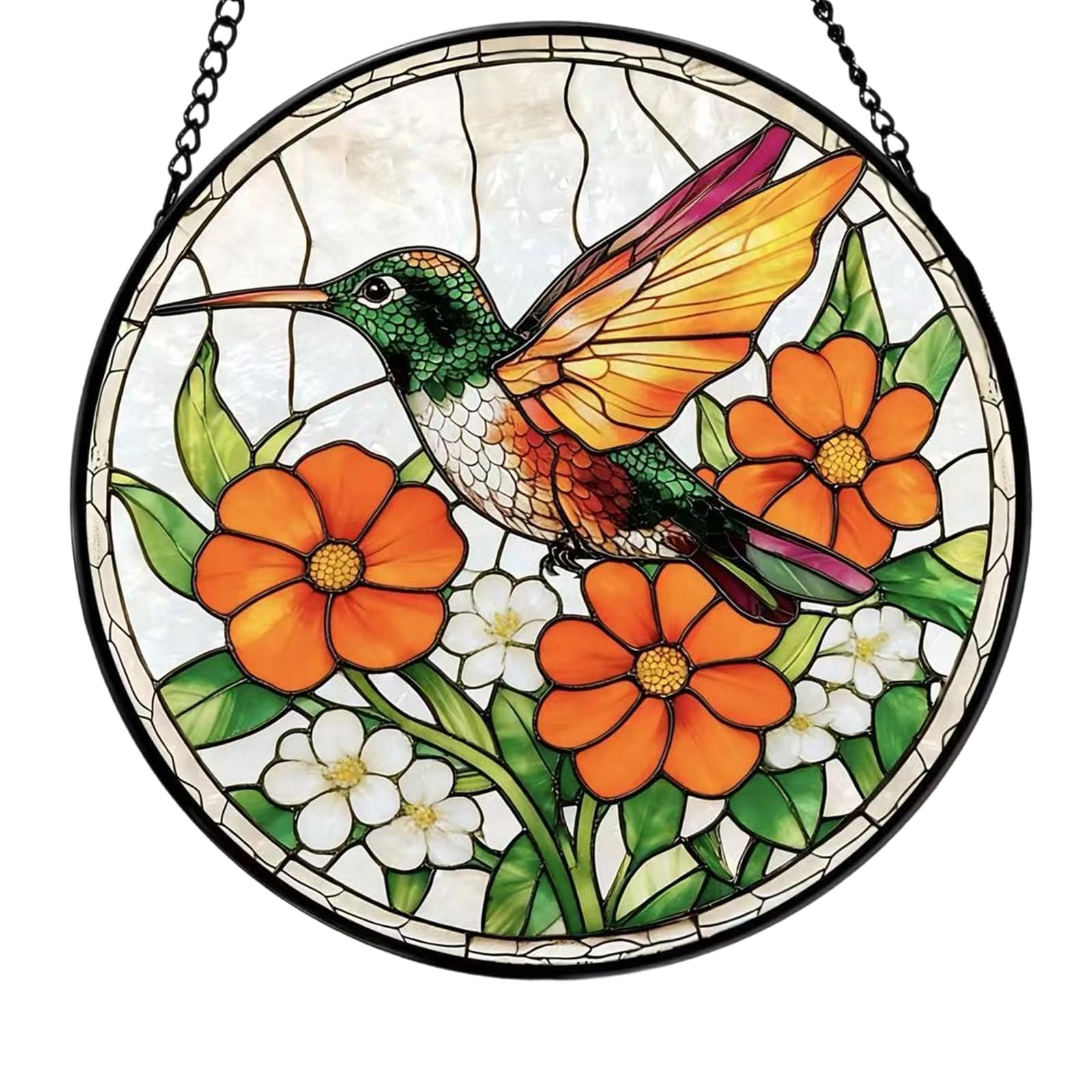 Stained Patterned Stained Glass Flower Bird Sunlight Catcher for Bedroom Living Room Door Windowsill and Outdoor Garden Bird Sunlight Catcher
