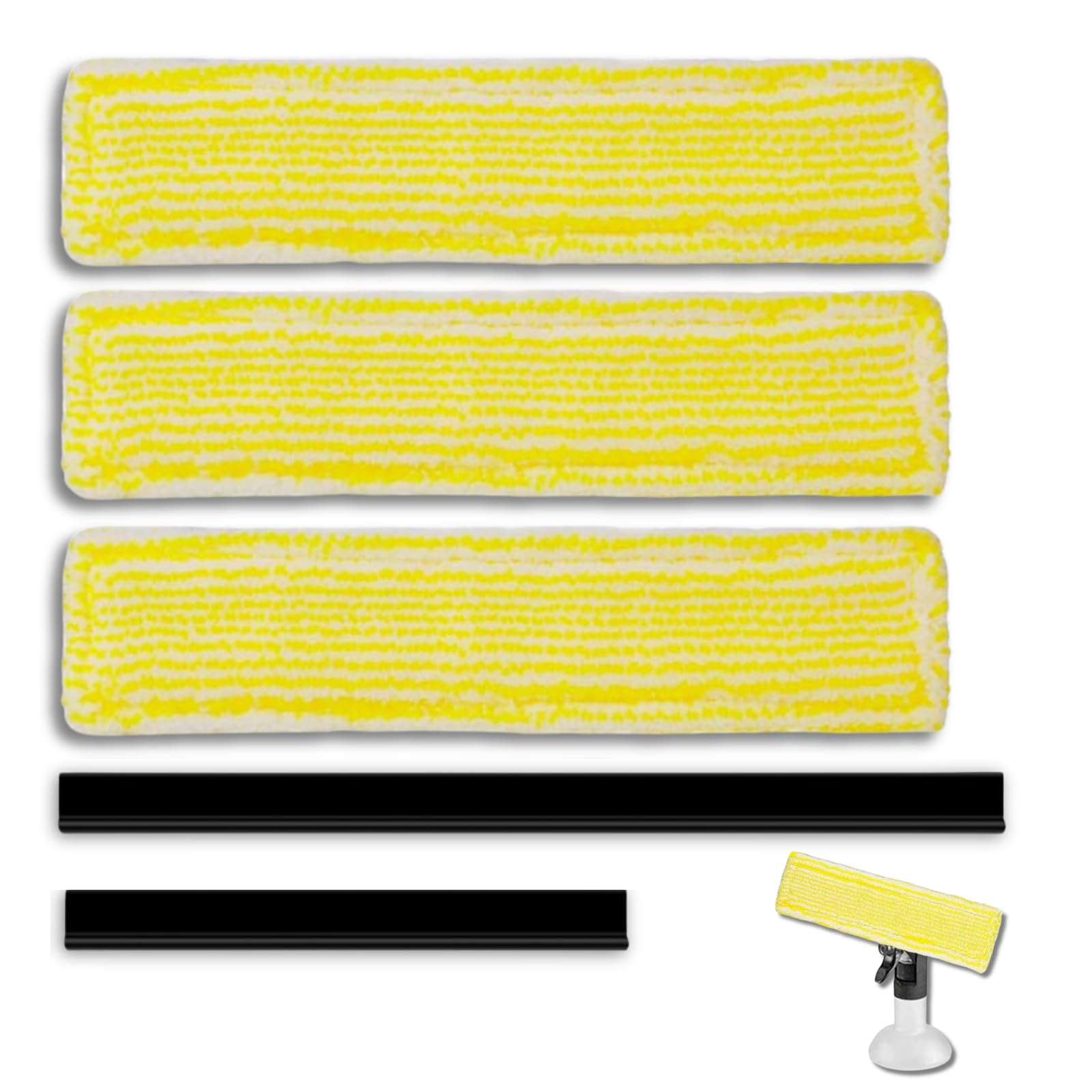 5 Stück Ersatzteile passend für Kärcher Fenstersauger: 3 Stück Mikrofaser-Wischbezüge Ersatzpads und 2 Stück Gummilippen mit hoher Reinigungsleistung, kompatibel mit Fensterreiniger WV2 WV5