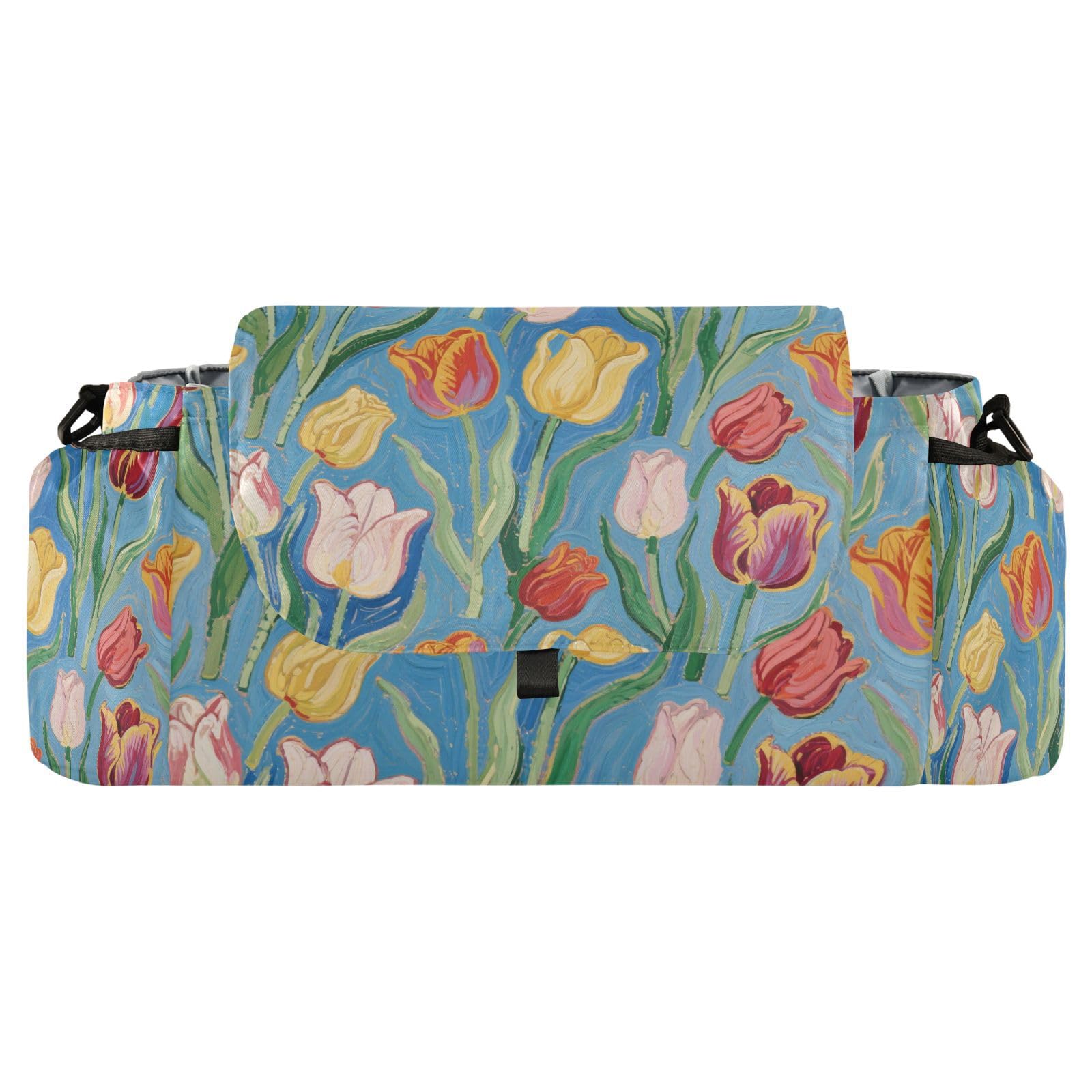 miaozhen Art Oil Painting Blue flower Flower stroller storage organizer stroller diaper caddy baby bottle holder accesorios para carros de accesorios para bebes