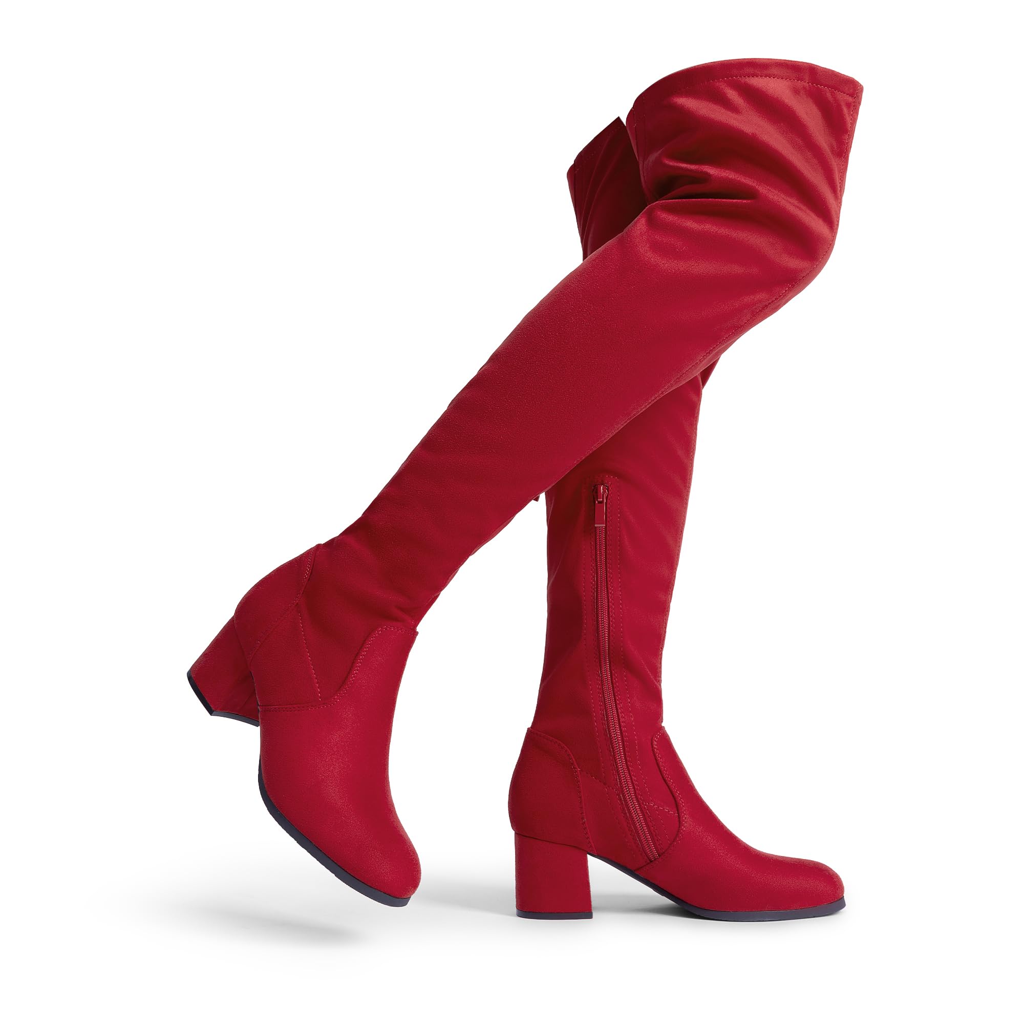 DREAM PAIRS Womens Laurence Over The Knee Thigh High Chunky Heel Boots Long Stretch Sexy Fall Boots