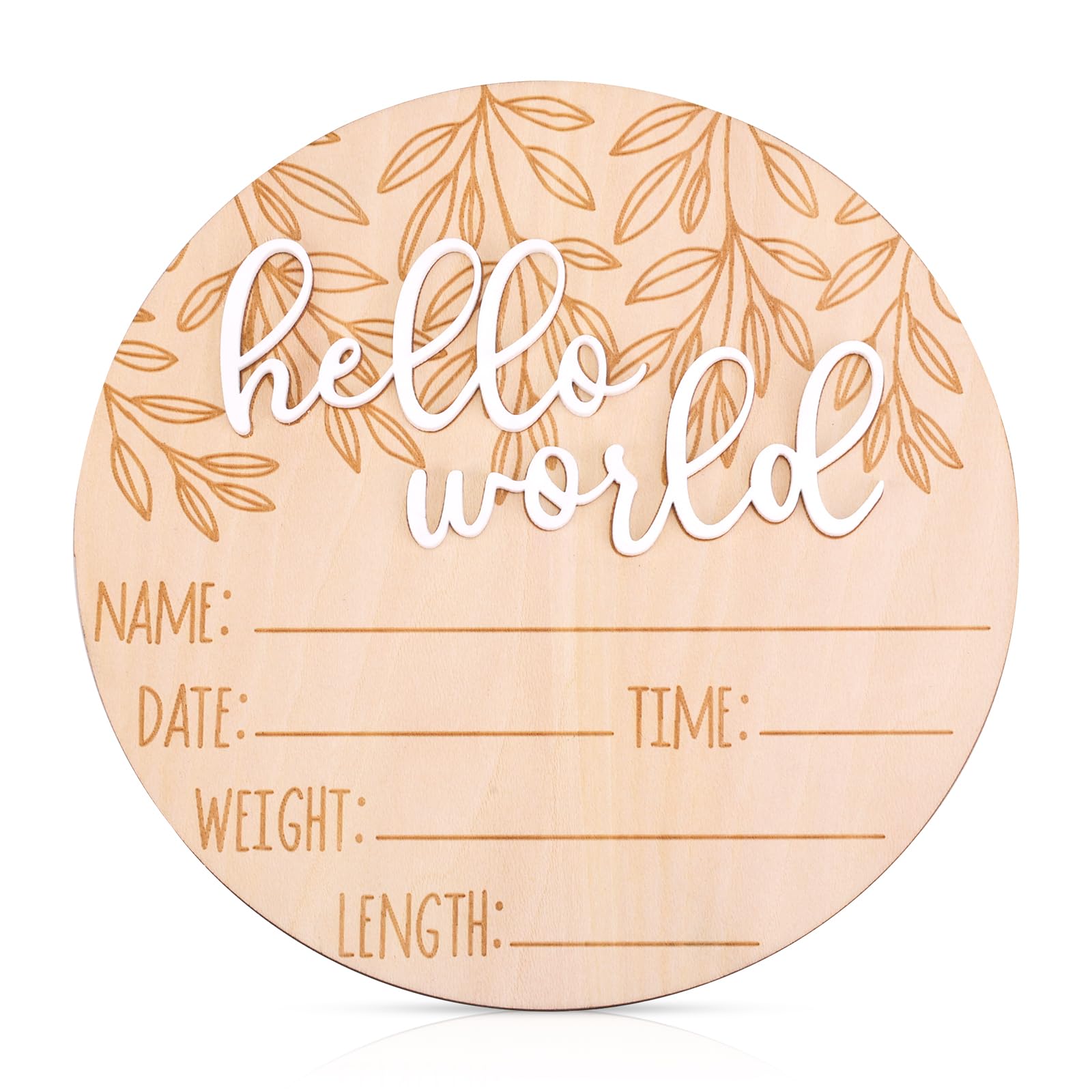 Gosknor Cartello Annuncio Nascita Legno Hello World Neonati per Oggetti di Scena Foto Baby Shower