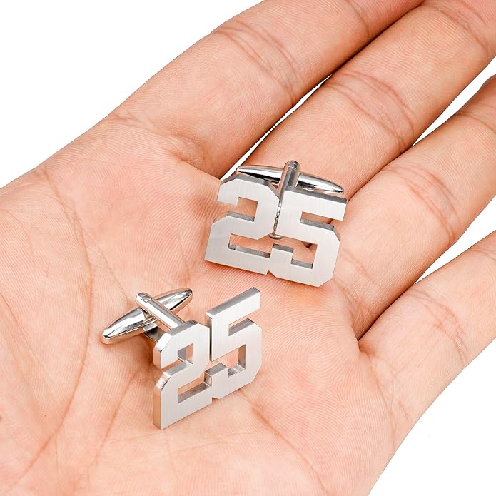 AMITER Mancornas con número plateadas para hombre miniatura 7
