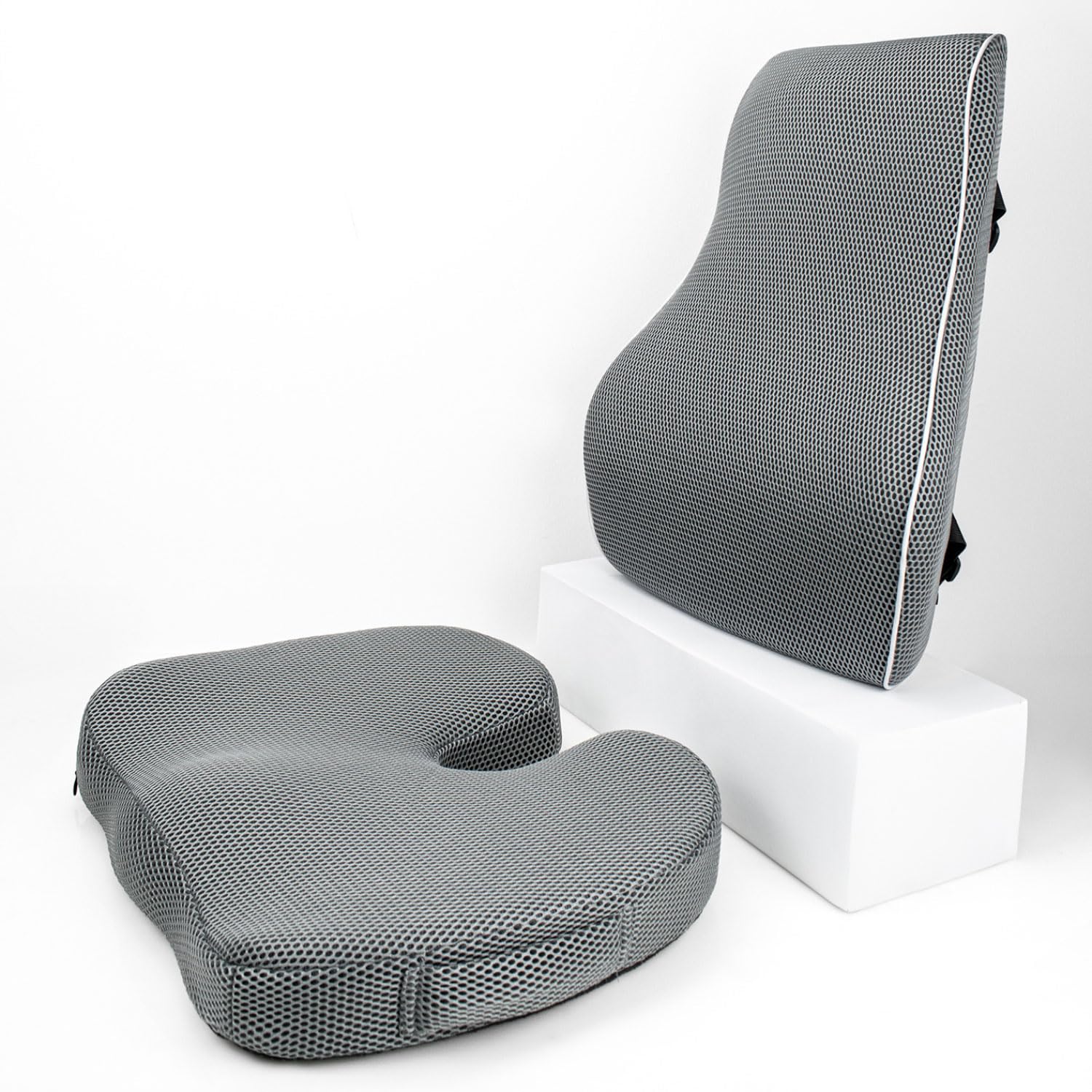 Cojin Lumbar Silla Oficina Almohada Lumbar Ergonómica Espuma con Memoria cojin Lumbar Coche en Espuma Viscoelástica de Alta Densidad con Dobles Correas Ajustables y Funda Extraíble
