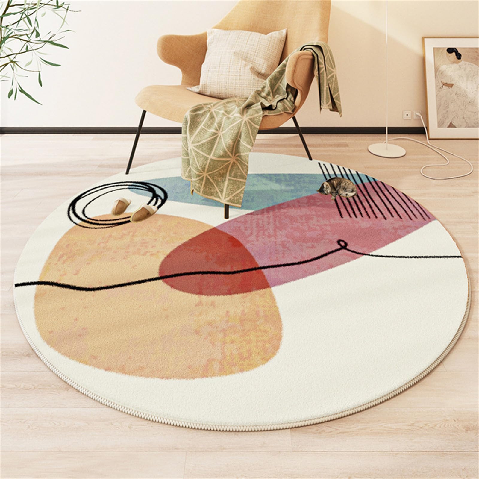 Tapis rond épais et doux pour le salon et la chambre à coucher