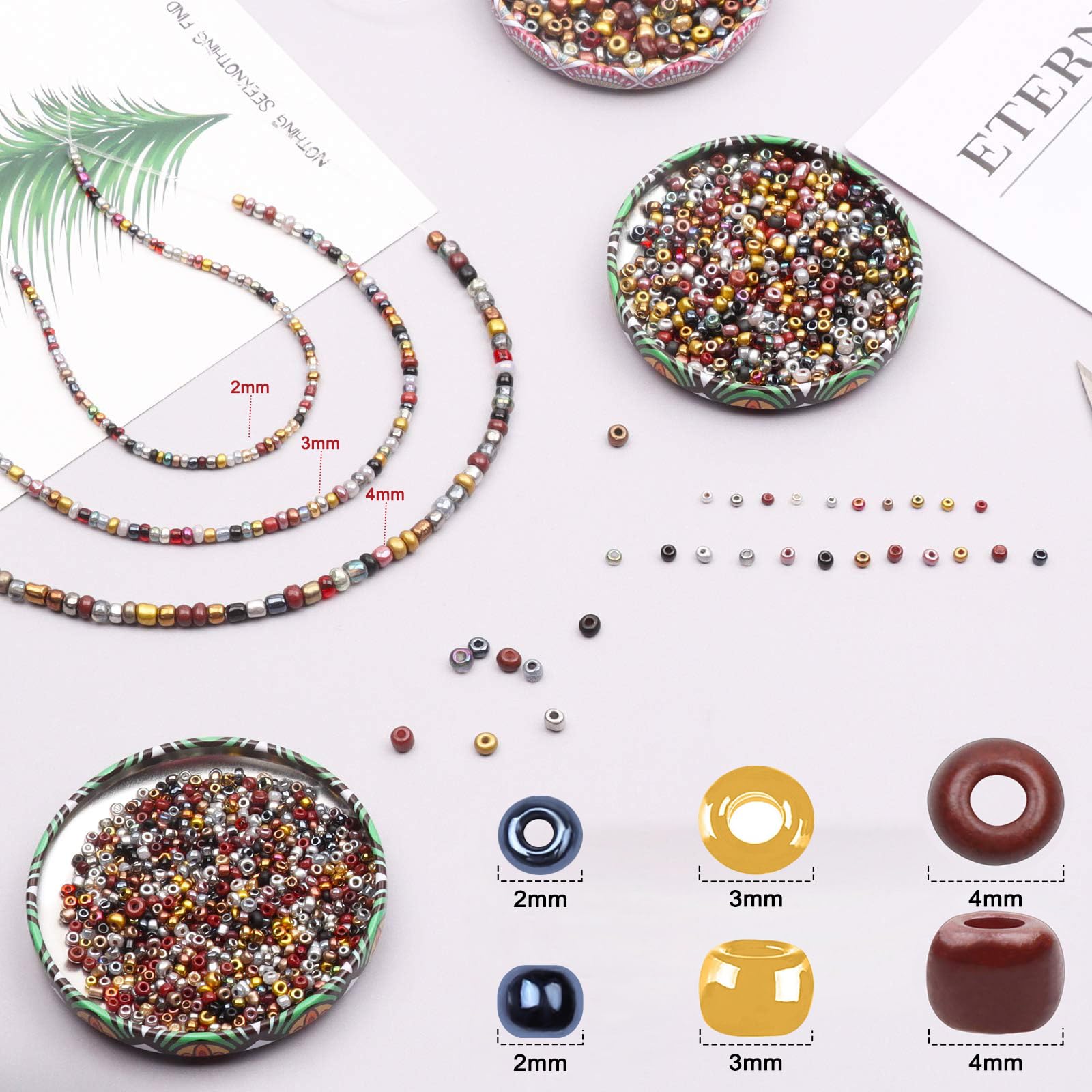 EuTengHao Perline Vetro 13200 Pezzi - 24 Colori 3mm - Per Braccialetti Fai Da Te E Gioielli