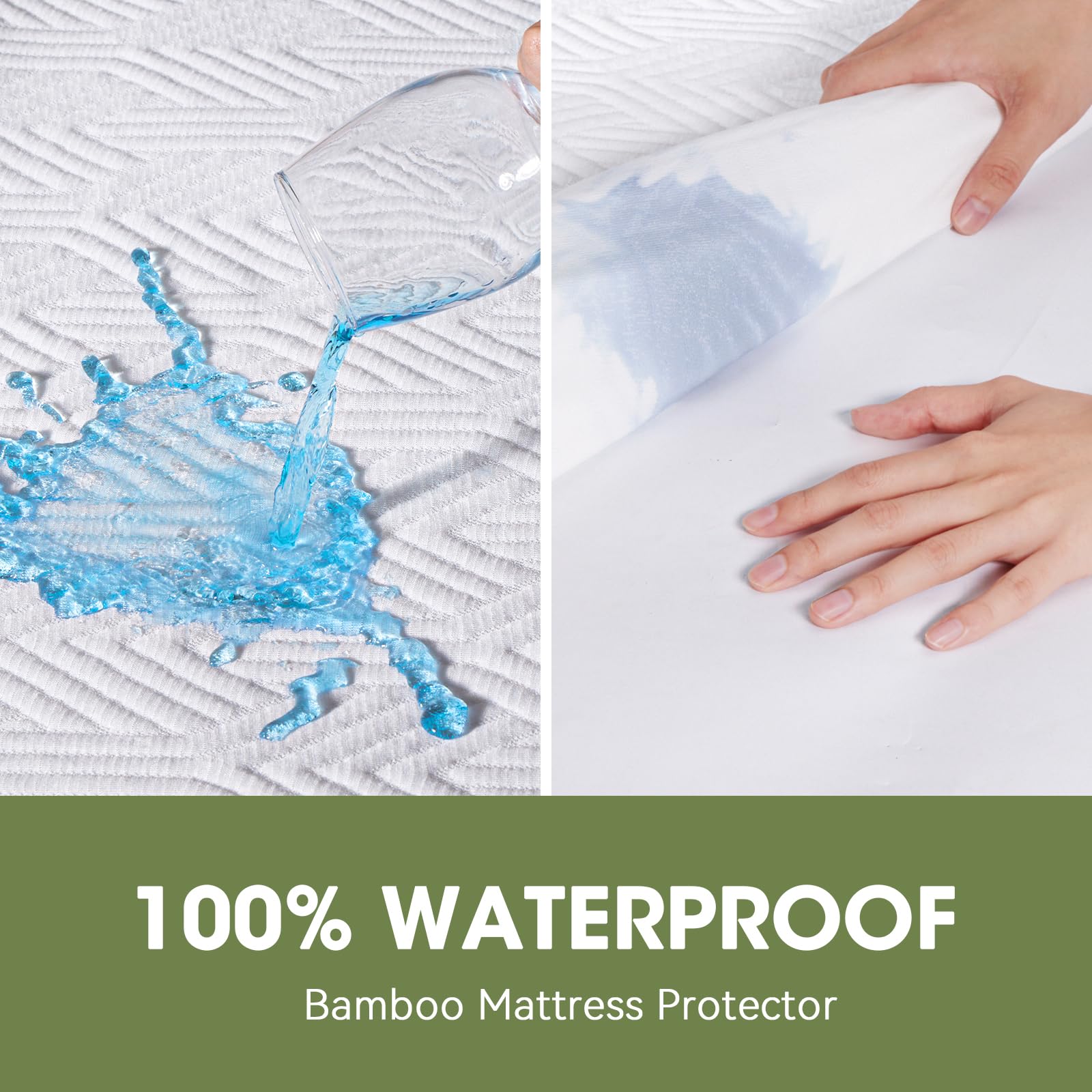 HYLEORY King Size Waterproof Mattress Protector Bamboo Cooling Mattress