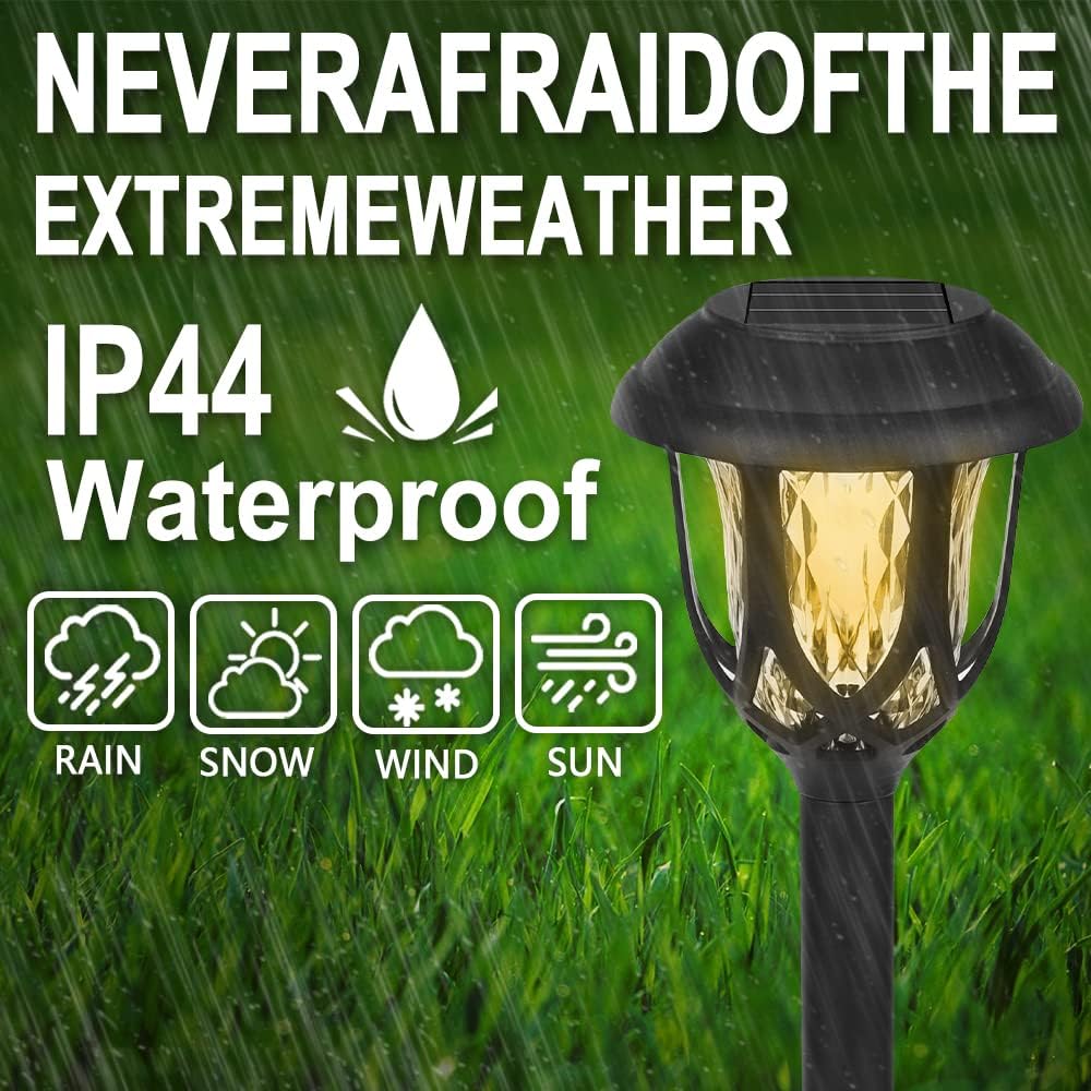 Solar Pathway Lights,6 Pack Solar Garden Lights Outdoor, Waterproof Solar Powered Garden Lights Landscape/Pathway Lights Solar Path Lights Outdoor Plastic & Glass for Landscape Patio Yard