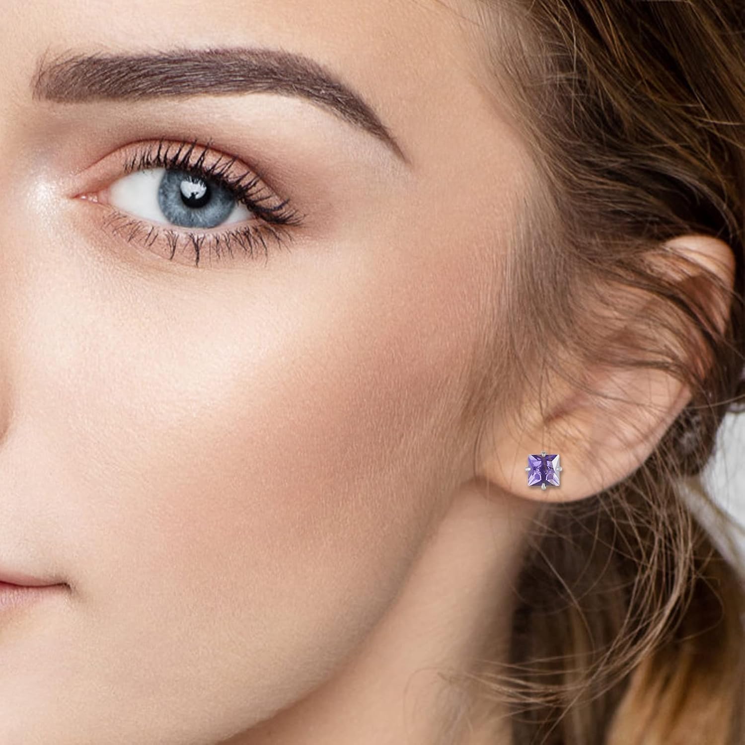 12 Pairs Surgical Stainless Steel Flat Back Screw Back Round Heart Star Square Teardrop Cubic Zirconia Birthstone Stud Earrings Set for Women - Image 5