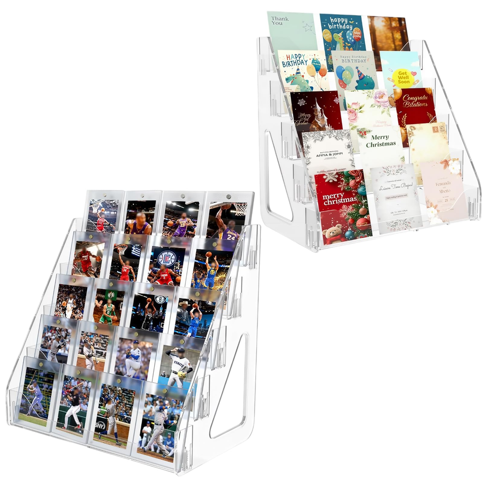 Soporte para Tarjetas, exhibidor de Tarjetas de felicitación y Soporte para Tarjetas coleccionables, Organizador de Almacenamiento de 5 Niveles para Tarjetas coleccionables, Fotos,