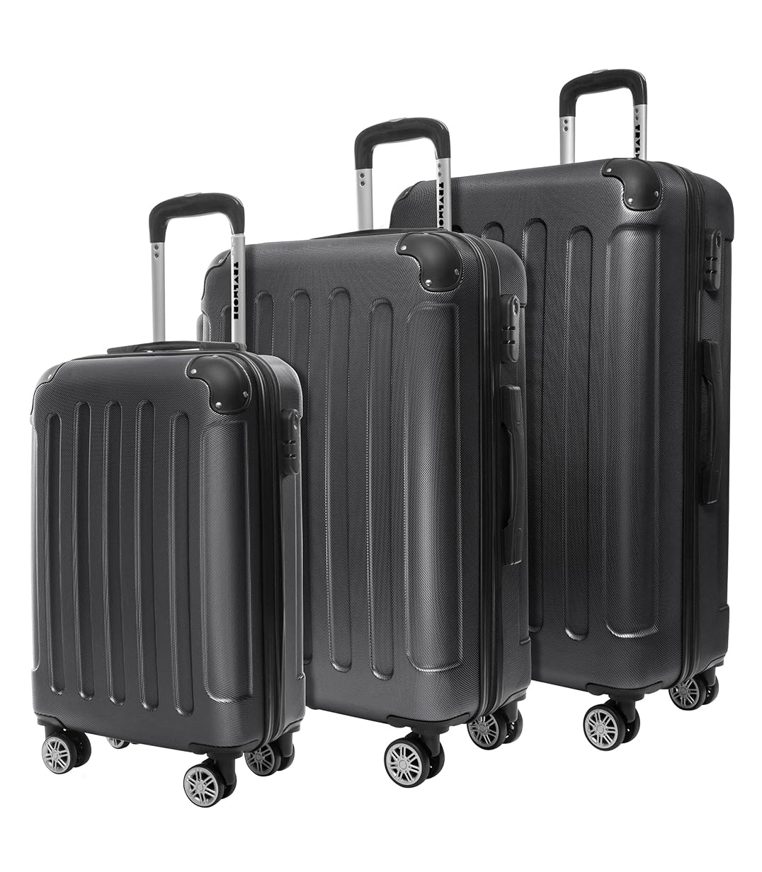 TRVLMORE Set Valise Rigide - Lot Valise - 3 Set de Valise de Voyage - Set Valises Rigides 4 roulettes - Luggage - Set 3 Valises - Ensemble Valise - Suitcase Set - Noir
