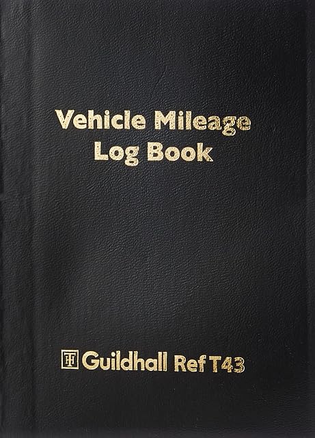 Exacompta - Ref T43Z - Guildhall' Vehicle Mileage Log Book (60 Pages) - 149 x 104mm in Size, 14 Entries Per Page, Pre-Printed Pages - Black Vinyl Cover