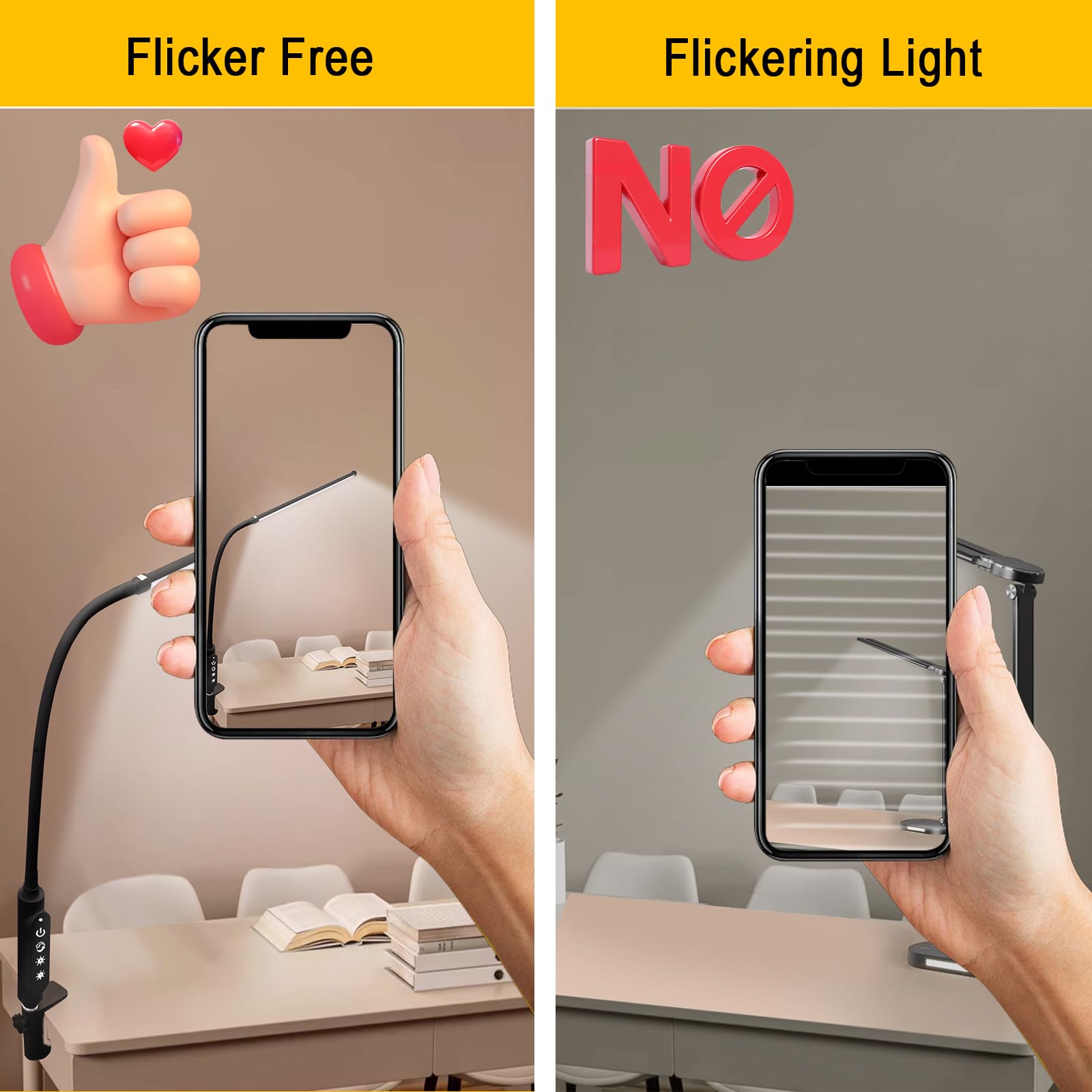 CGBE Extra-lange 60 cm Nageltischlampe LED Dimmbare Klemmlampe für Maniküre | 360° Verstellbare Tischlampe für Nagel mit 3 Farbmodi und 5 Helligkeiten - Touch Steuerung - für Tattoo Basteln - Schwarz