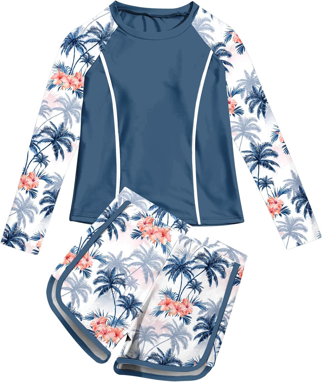 Vogseek Girls Rash Guard Swimsuits 2 Piece Bathing Suit UPF 50+ Summer Swimwear Size 7-12T