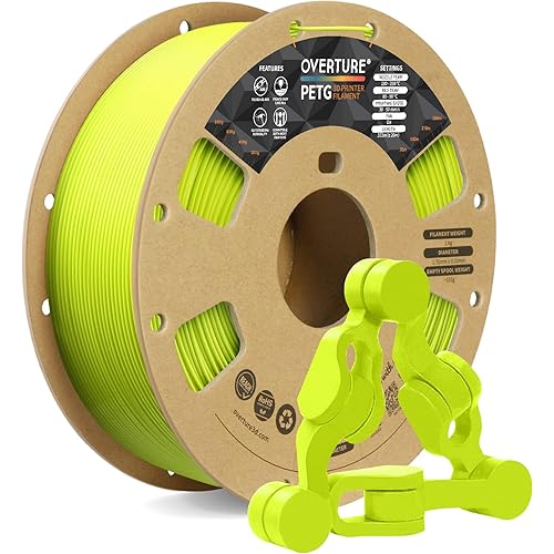 OVERTURE PETG 3D Printer Filament 1.75mm, Neatly Wound Durable PETG 1kg Spool (2.2lbs), Strong Toughness Filament, Dimensional Accuracy +/- 0.02mm, Fit Most FDM Printers (Grass Green)