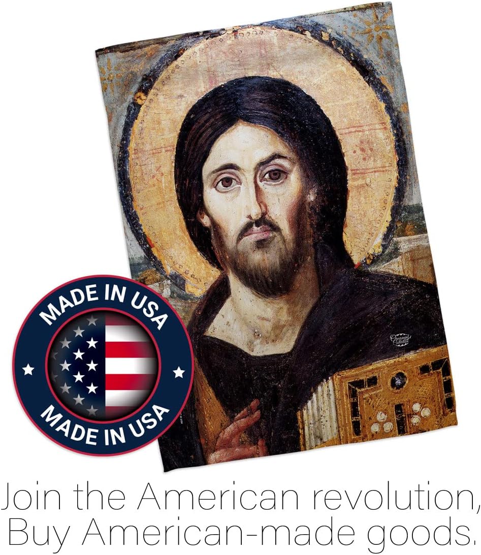 Christ Pantocrator Garden Flag Religious Faith Hope Grace Peace Dove Christian Religion Easter House Decoration Banner Small Yard Gift Double-Sided, Made in USA